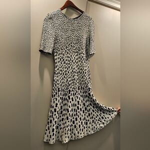 St. John Black and White Patterned Midi Dress
